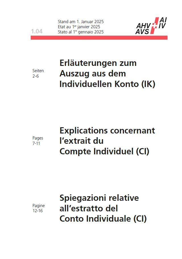 Merkblatt 1.04 – Erläuterungen zum Auszug aus dem Individuellen Konto (IK)