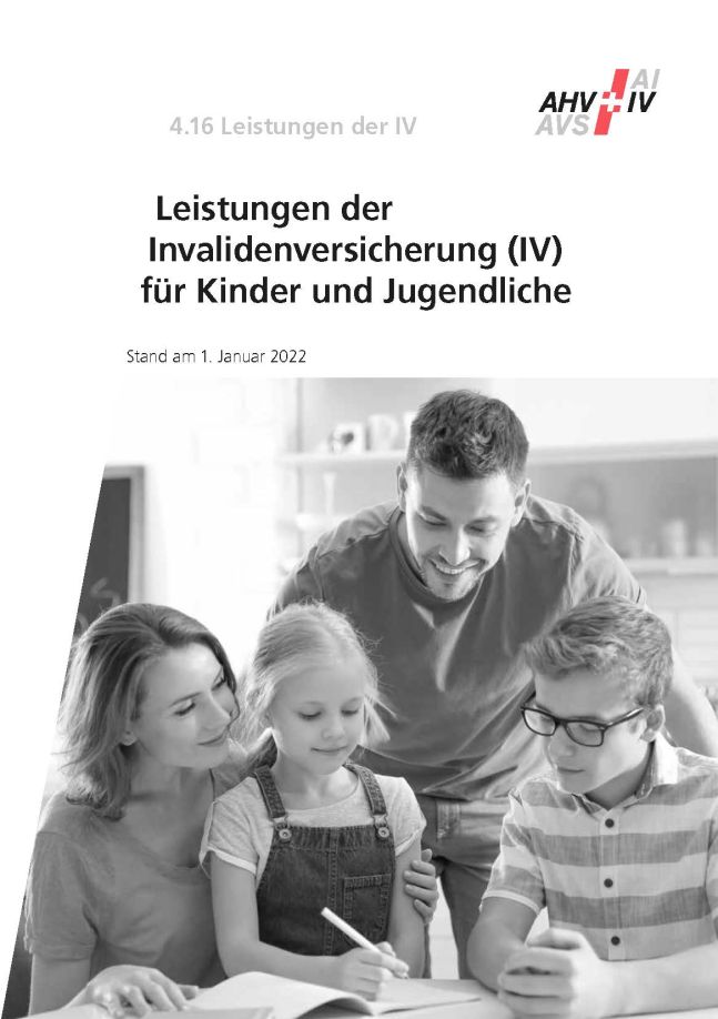 Merkblatt 4.16 – Leistungen der Invaliden­versicherung (IV) für Kinder und Jugendliche